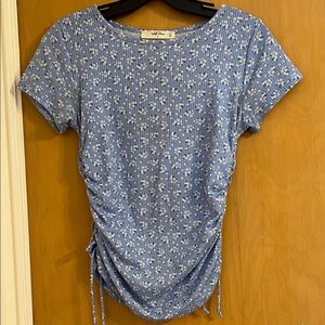 Wild Love Blue Floral Short Sleeve Top